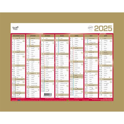 Quo Vadis - Calendrier bancaire 7 mois par face - 21 x 27 cm - or