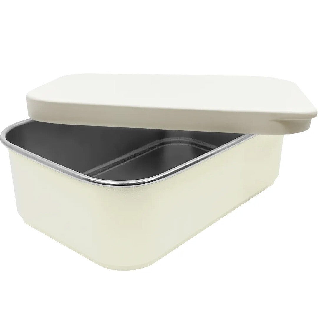 Smikkels rvs broodtrommel met siliconen deksel crème - 900 ml