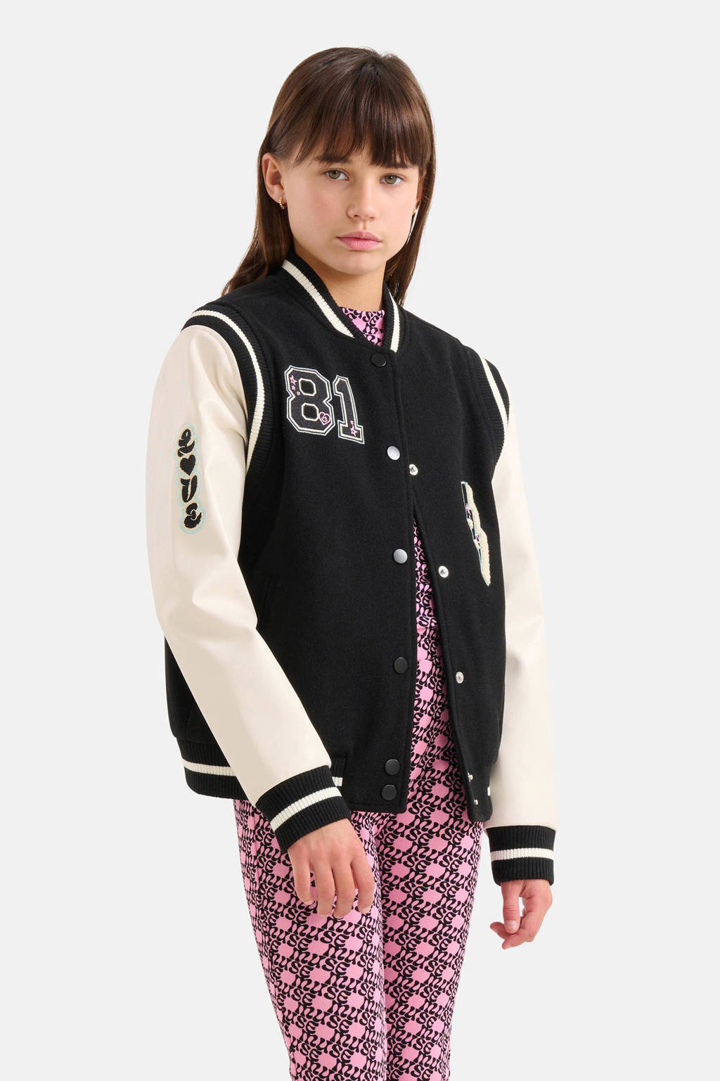 Shoeby baseball jacket zwart/ecru