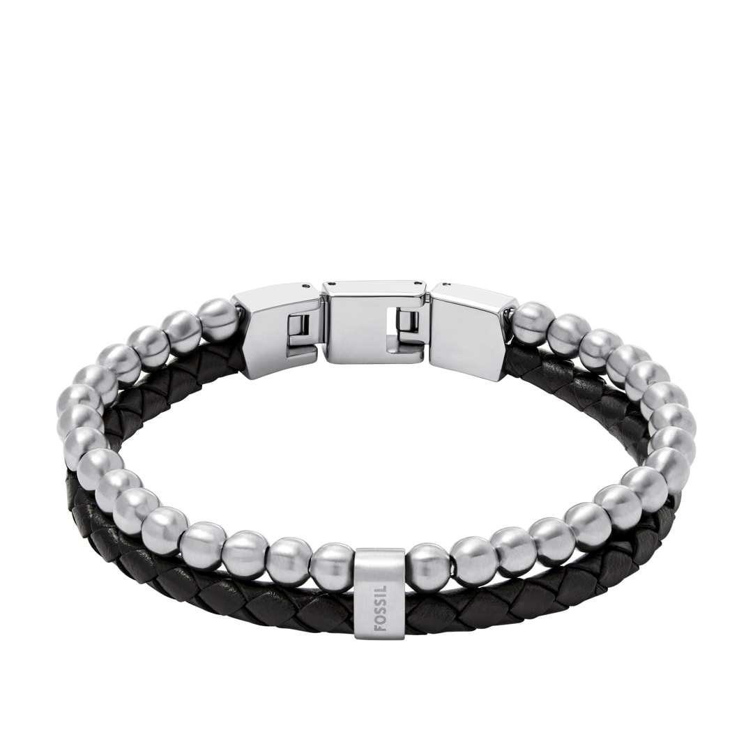 Fossil Armband Beads Multi Strand Silbrig / Schwarz