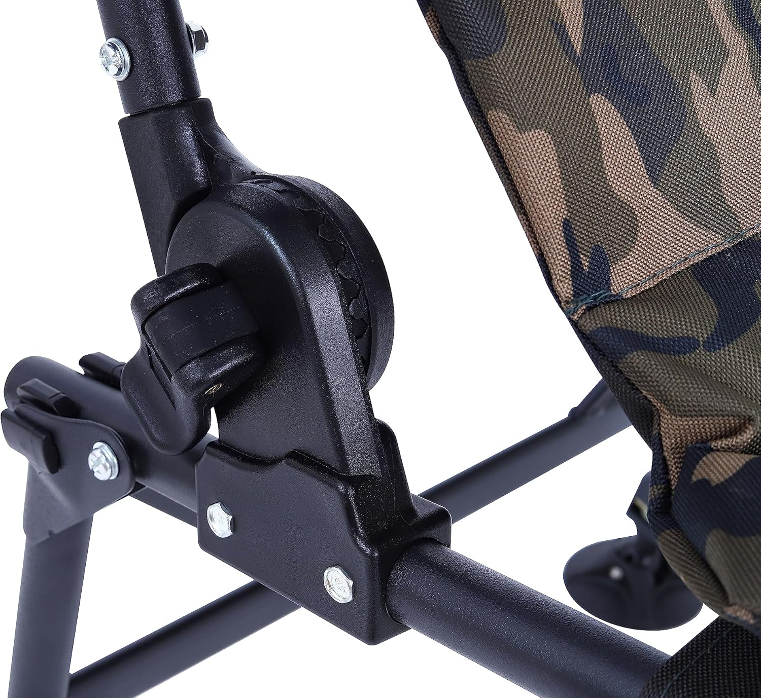 Angelstuhl XL 150kg belastbar, Karpfenstuhl mit Armlehnen, klappbar, bequemer Anglerstuhl mit Armlehne und verstellbarer Sitzhöhe (42cm bis 55cm), Camping Stuhl inkl. extra breiter Sitzfläche