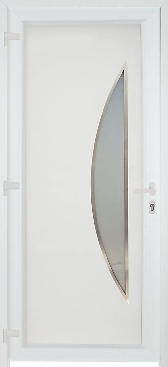 Porte d'entrée FORTIA pvc blanc RAL 9003 Hermoso 98 x h.218 cm poussant droit