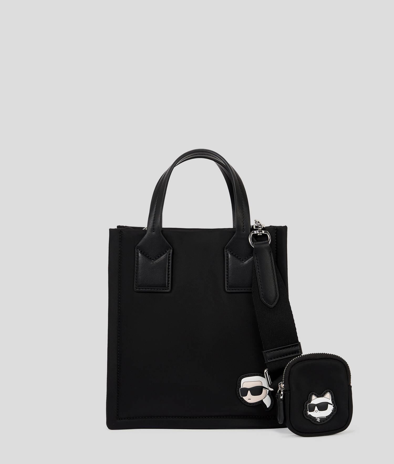 PETIT SAC CABAS CARRÉ EN NYLON IKON - Noir