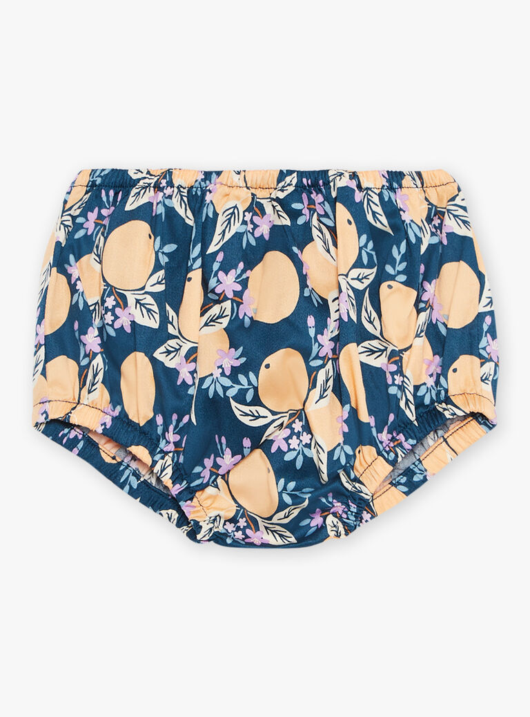 Robe et culotte bleu-vert en satin à fruits