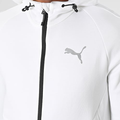 Sweat Zippé Capuche 673313 Blanc