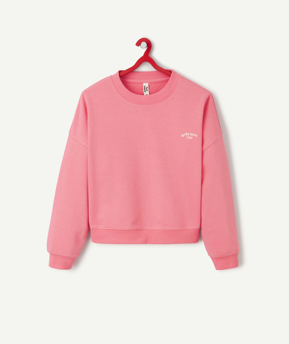SWEAT MANCHES LONGUES FILLE EN FIBRES RECYCLÉES ROSE AVEC MESSAGE