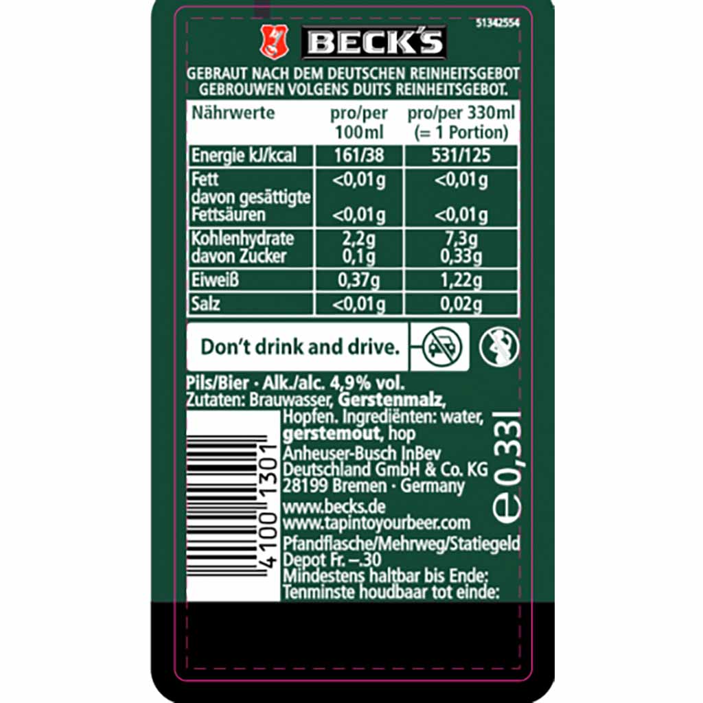 24x BECKS Pils Dosen je 0,5L =12L MHD:30.11.25