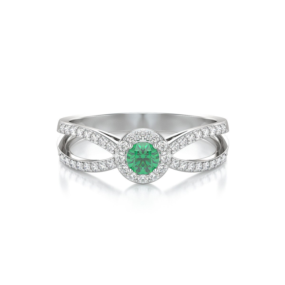 Bague Emeraude et diamants sur Argent 925 2.282grs