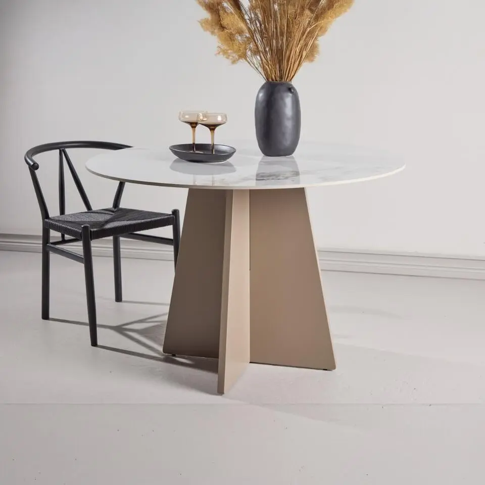 Eettafel Rond - Beige Steen - 110x110x75cm - Bootcut