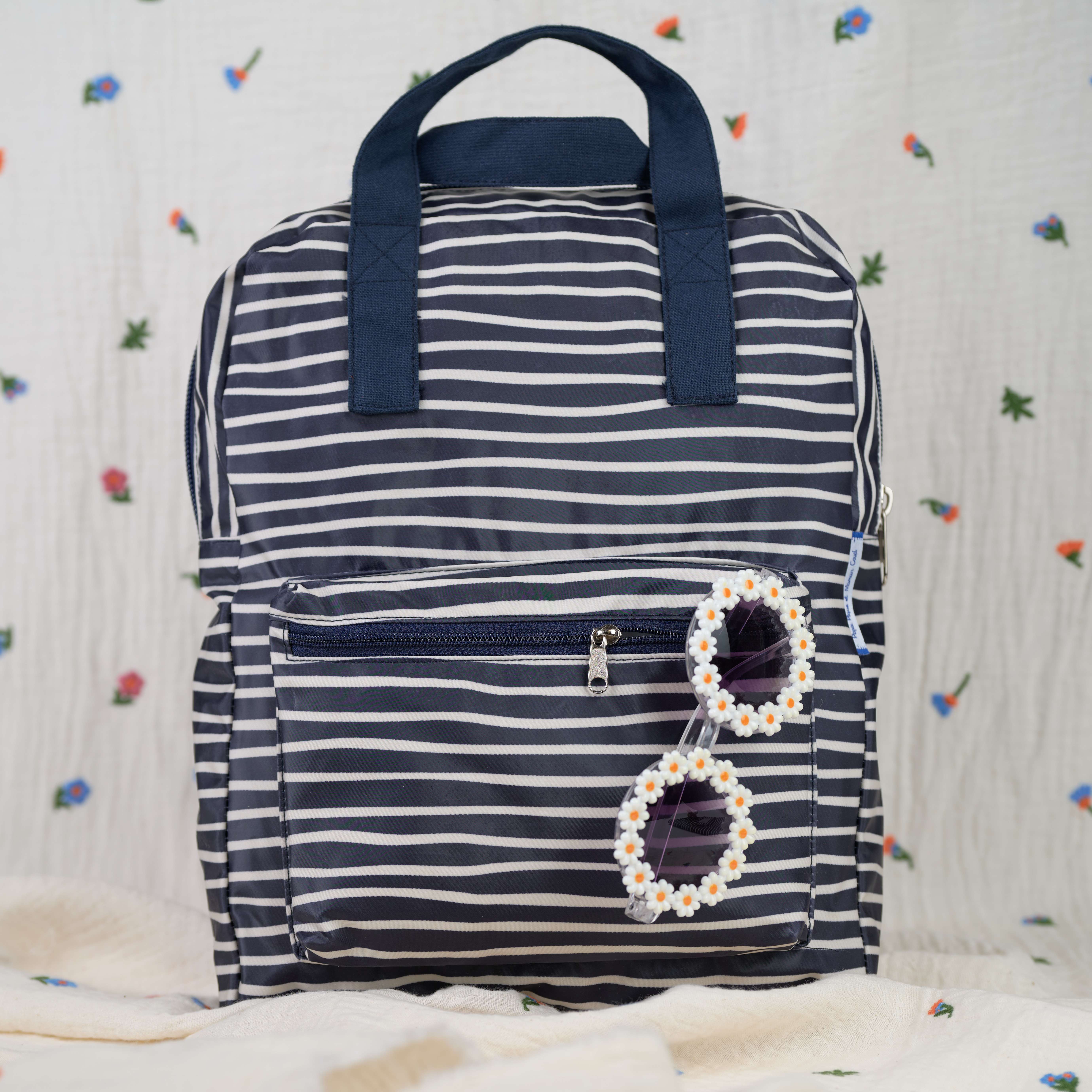 Petit Sac À Dos Gaby Rayé Ivoire Marine