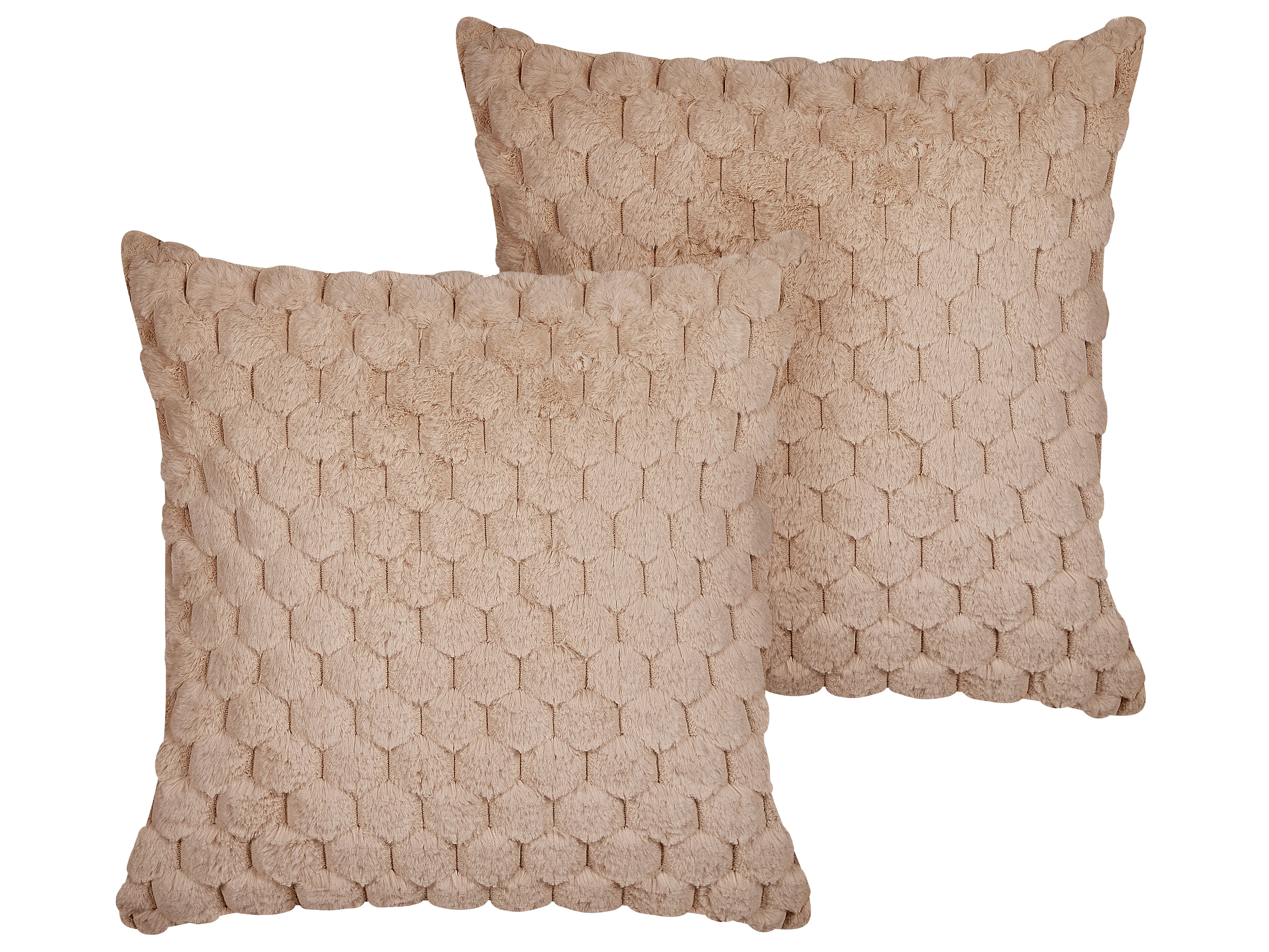 Set van 2 sierkussens PURSLANE Nepbont 43 x 43 cm Zandbeige geometrisch patroon