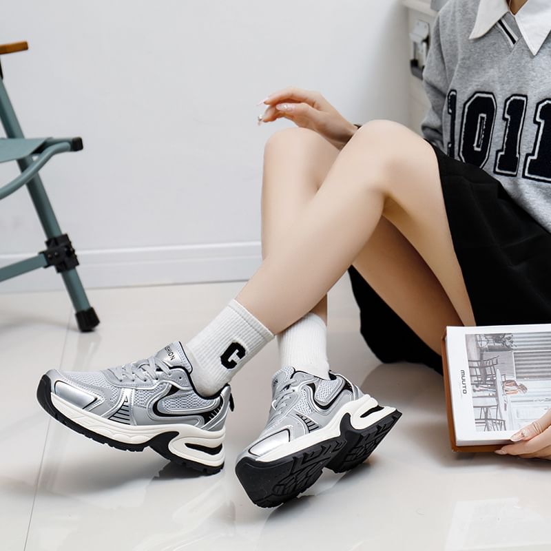 FRAISO - Mesh Panel Veterschoenen Platform Sneakers