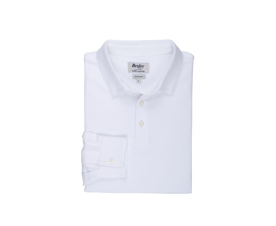 Polo manches longues homme Blanc - AIDEN ML
