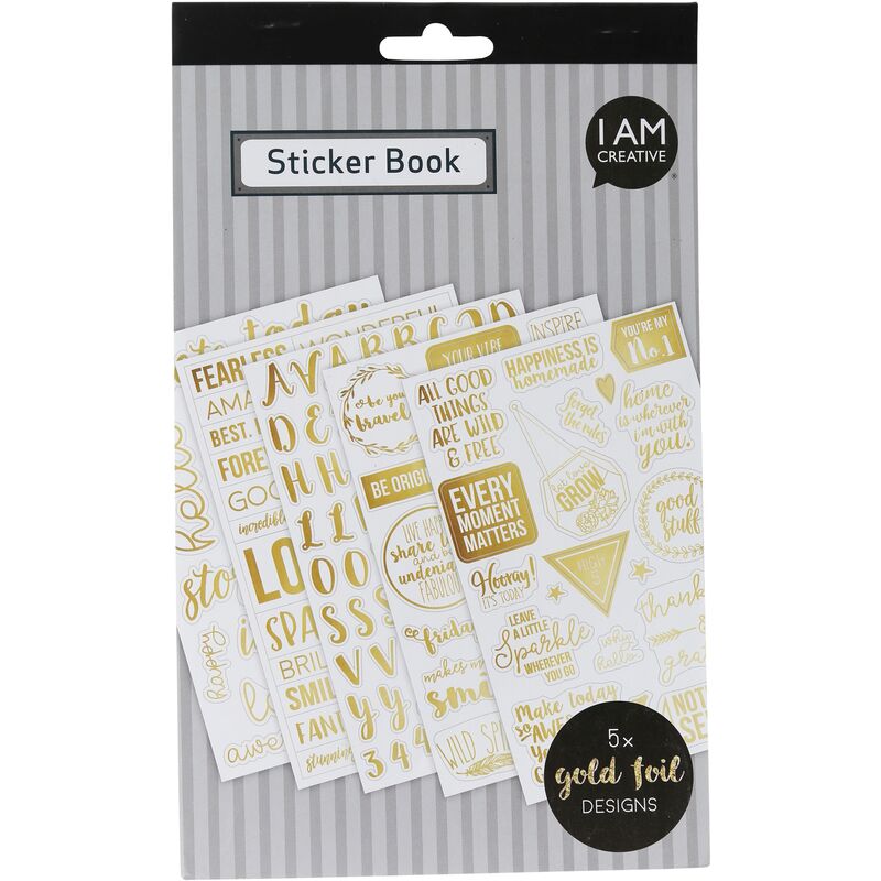 I AM CREATIVE Stickers, Sprüche gold, weiss