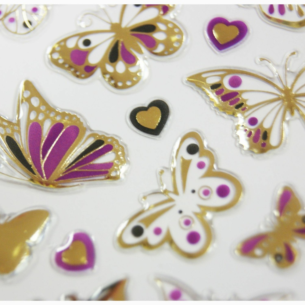 Autocollants - papillon - dorures - époxy