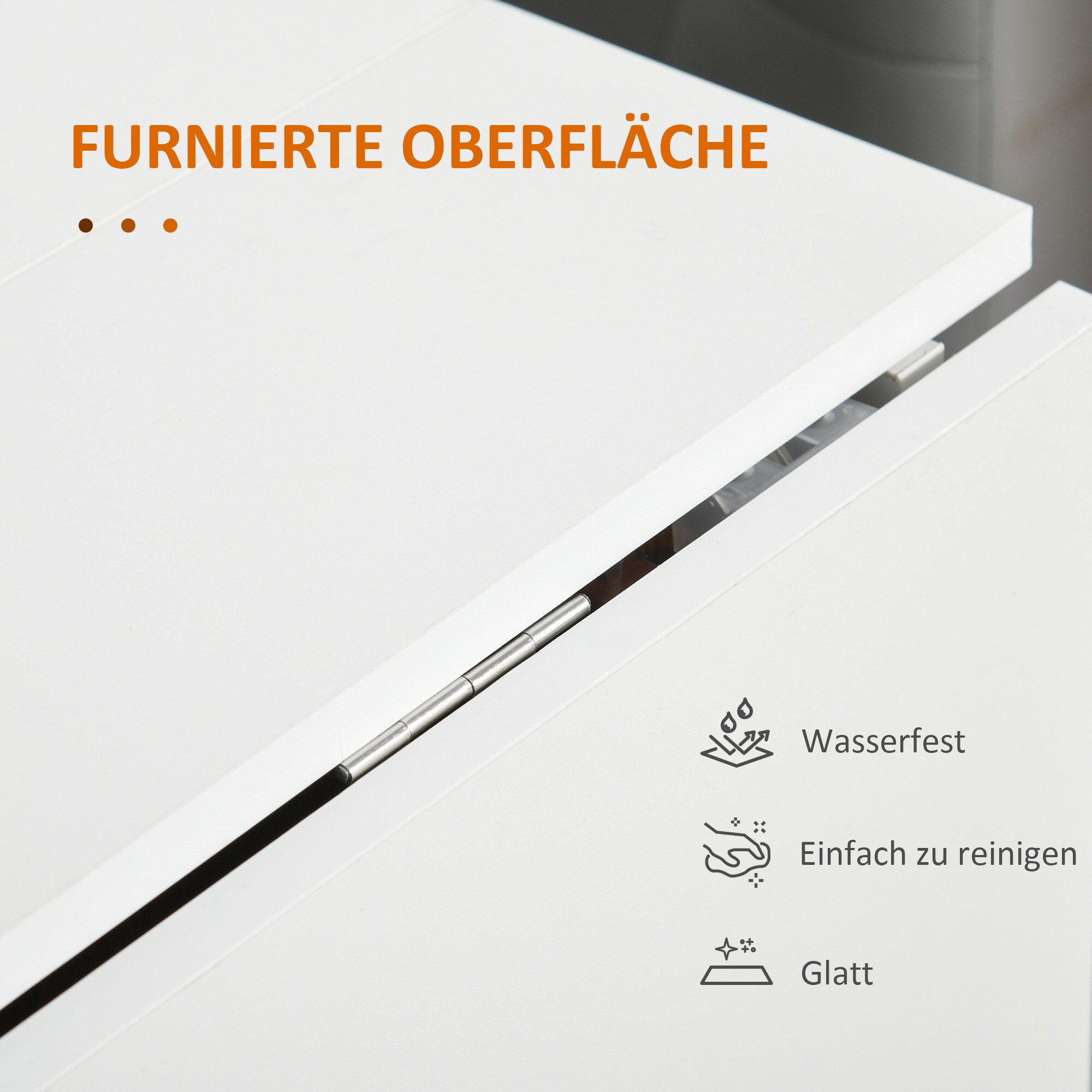 HOMCOM Klapptisch mit klappbarer Tischplatte weiß, natur 120L x 80B x 73H cm