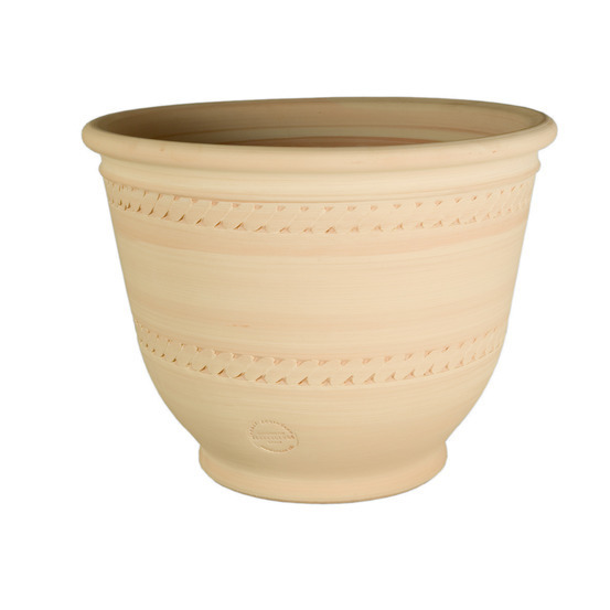 Pot Campana frise en terre cuite claire Ø 20 x H. 18 cm