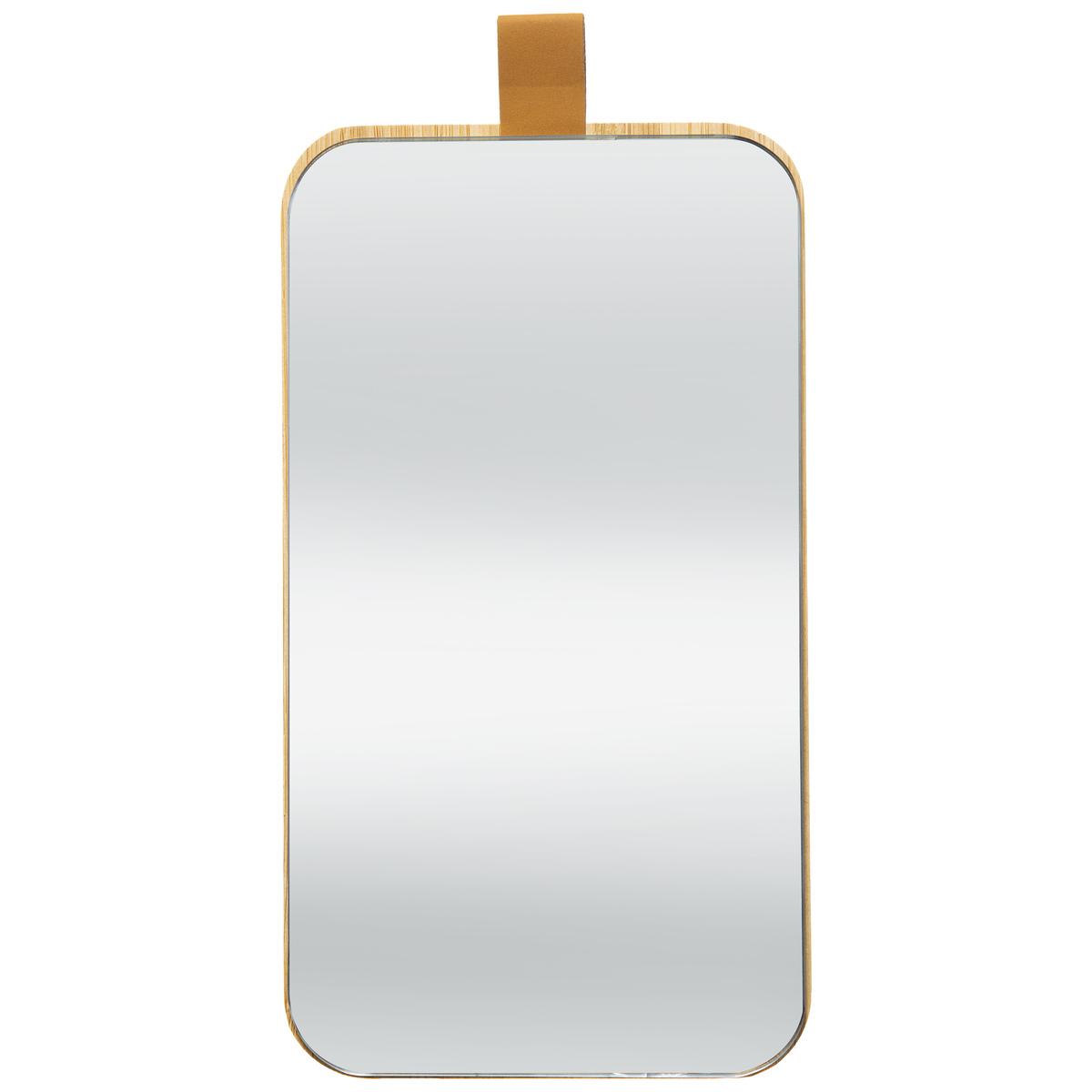 BOITE A BIJOUX MIROIR BAMBOU CUIR