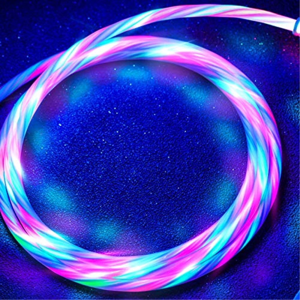 Magnetisches (1m / 2A) USB C Ladekabel LED Leuchtendes Datenkabel - Bunt / Transparent