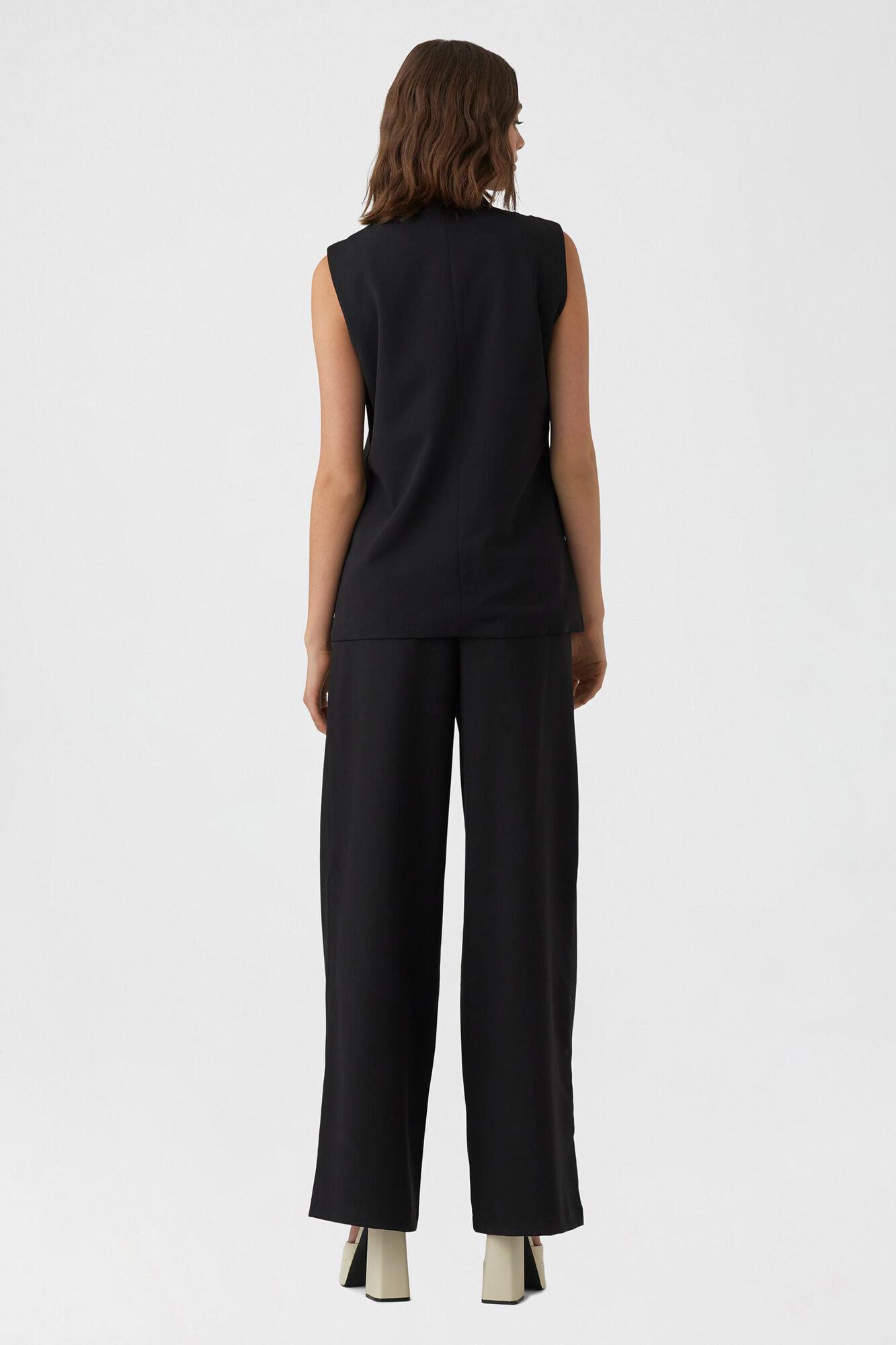 Chaleco oversize cuello solapa - Preto