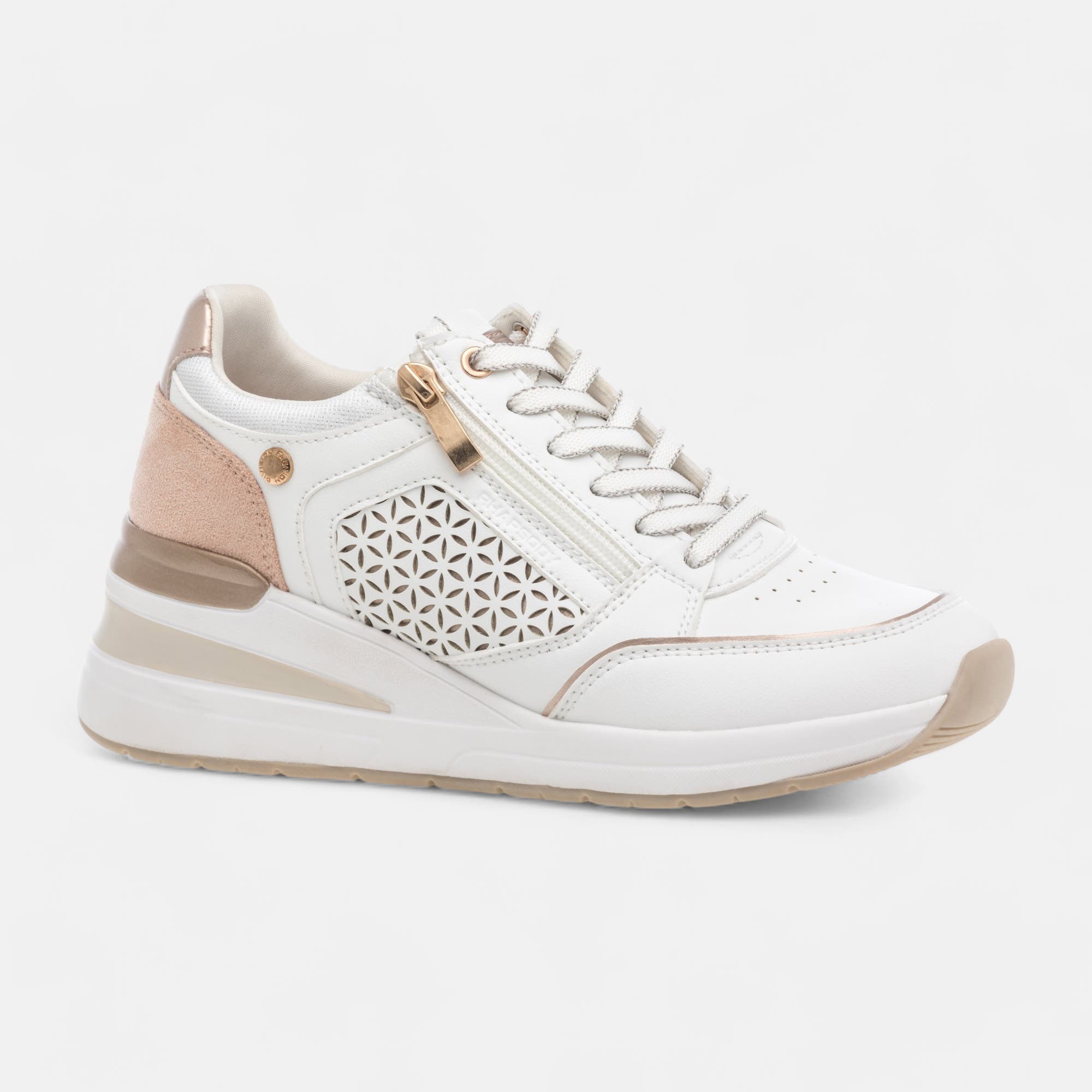 Baskets basses à talon compensé Femme blanc