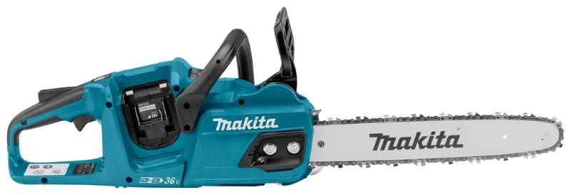 Makita DUC355PG4J 2x18 V Kettingzaag 35 cm 6,0 ah accu (4 st), duo snellader, in doos/mbox