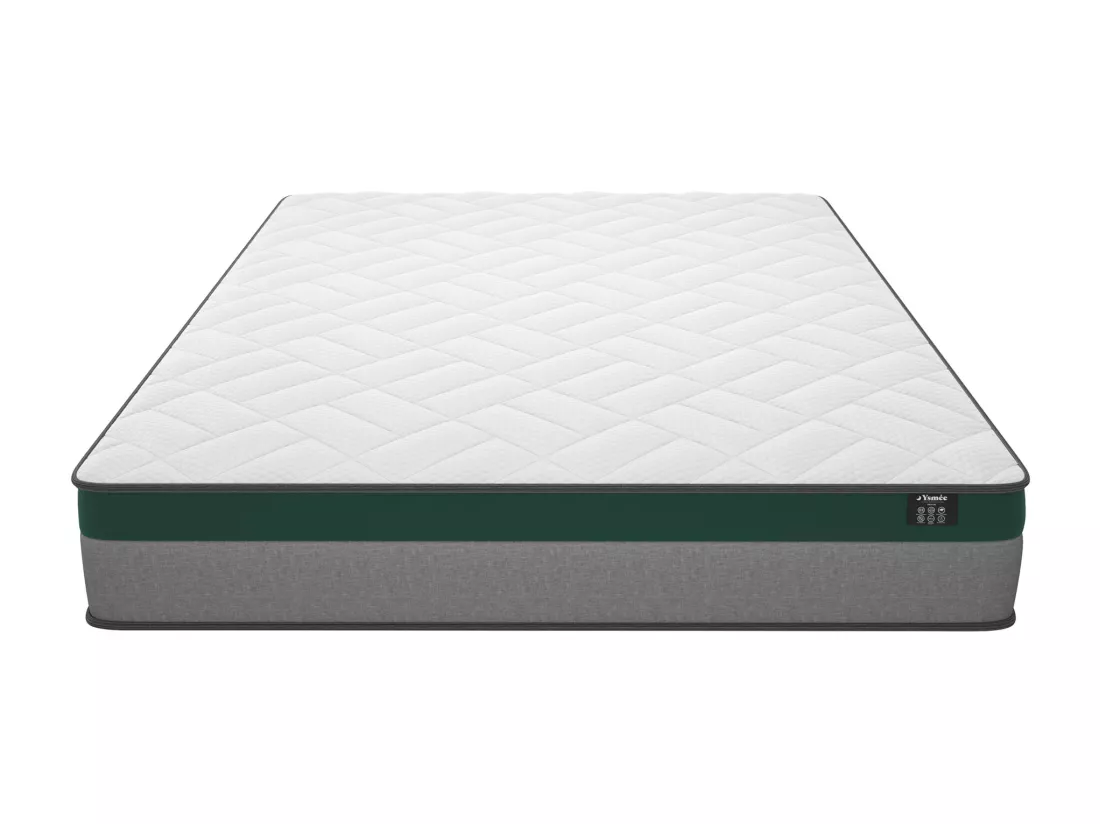Ensemble 140 x 190 cm sommier coffre naturel clair + matelas ressorts ensachés ép.22cm - PRESTIGE de YSMÉE
