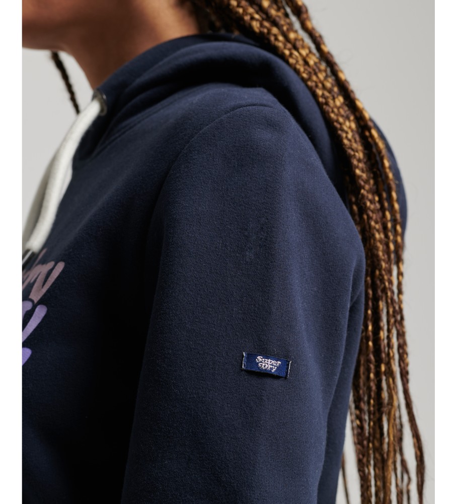 Moletom com capuz Superdry Vintage Scripted Infill, azul marinho