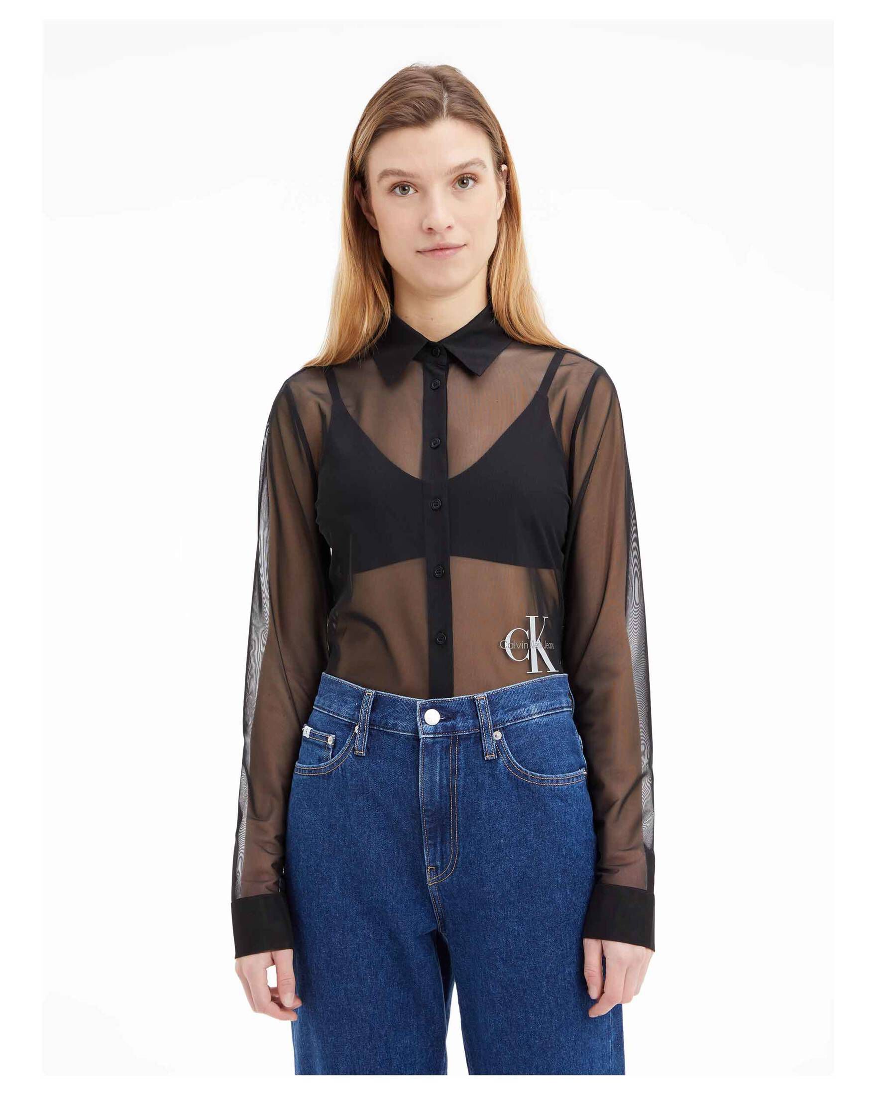 CALVIN KLEIN JEANS| Damen Hemdbluse Cropped