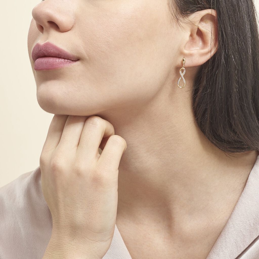 Boucles D'oreilles Pendantes Dunya Plaqué Or Jaune Oxyde De Zirconium