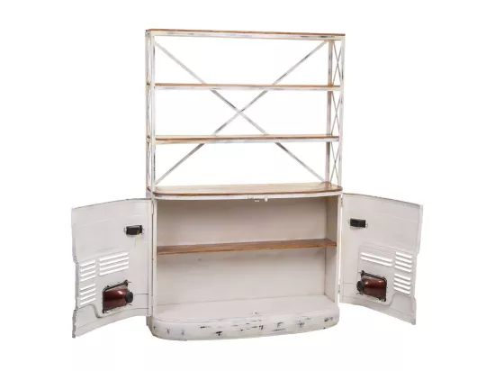Étagère de voiture laquée blanche en bois 160x66x236h