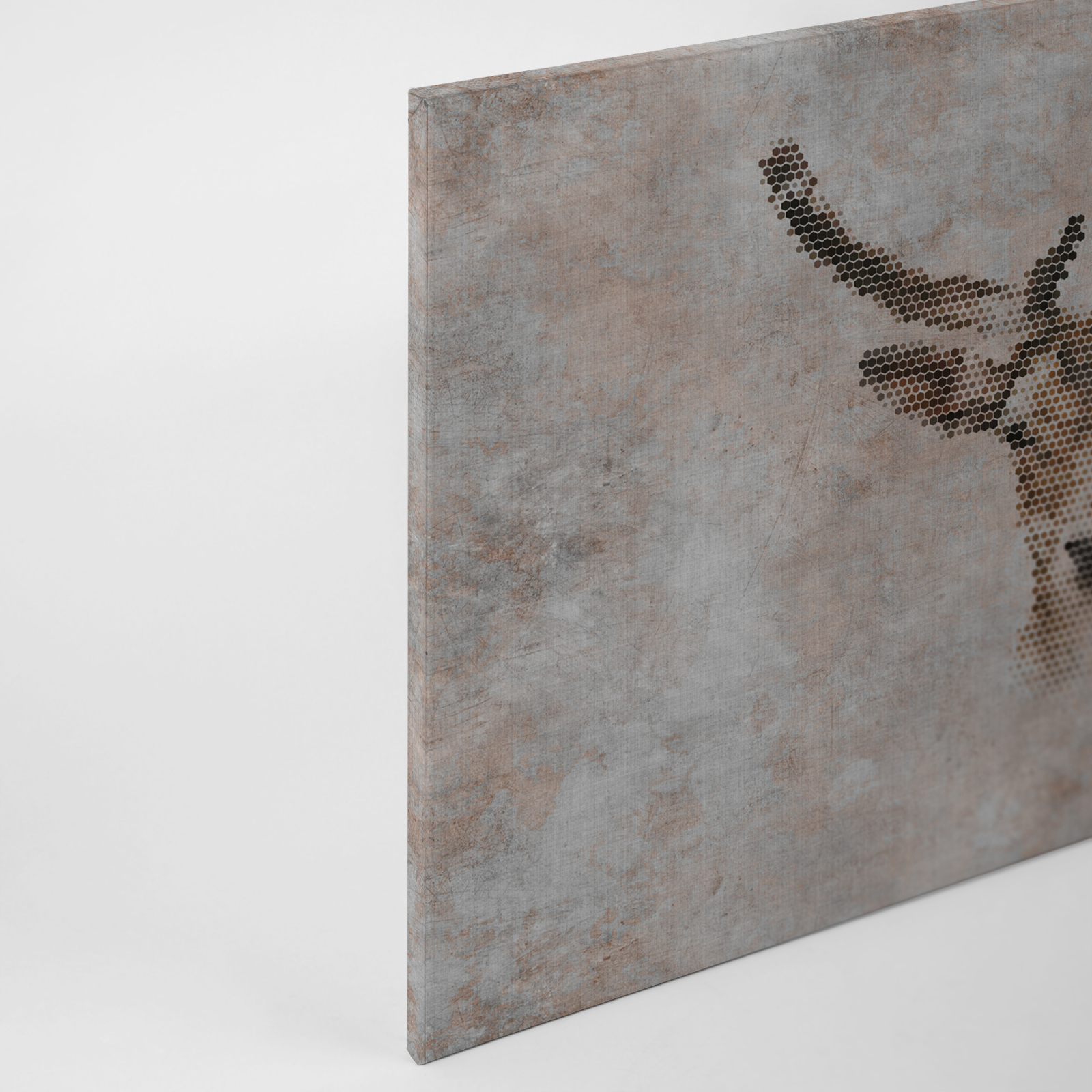Leinwandbild HIRSCHKOPF- grau-braun - 90x60 cm