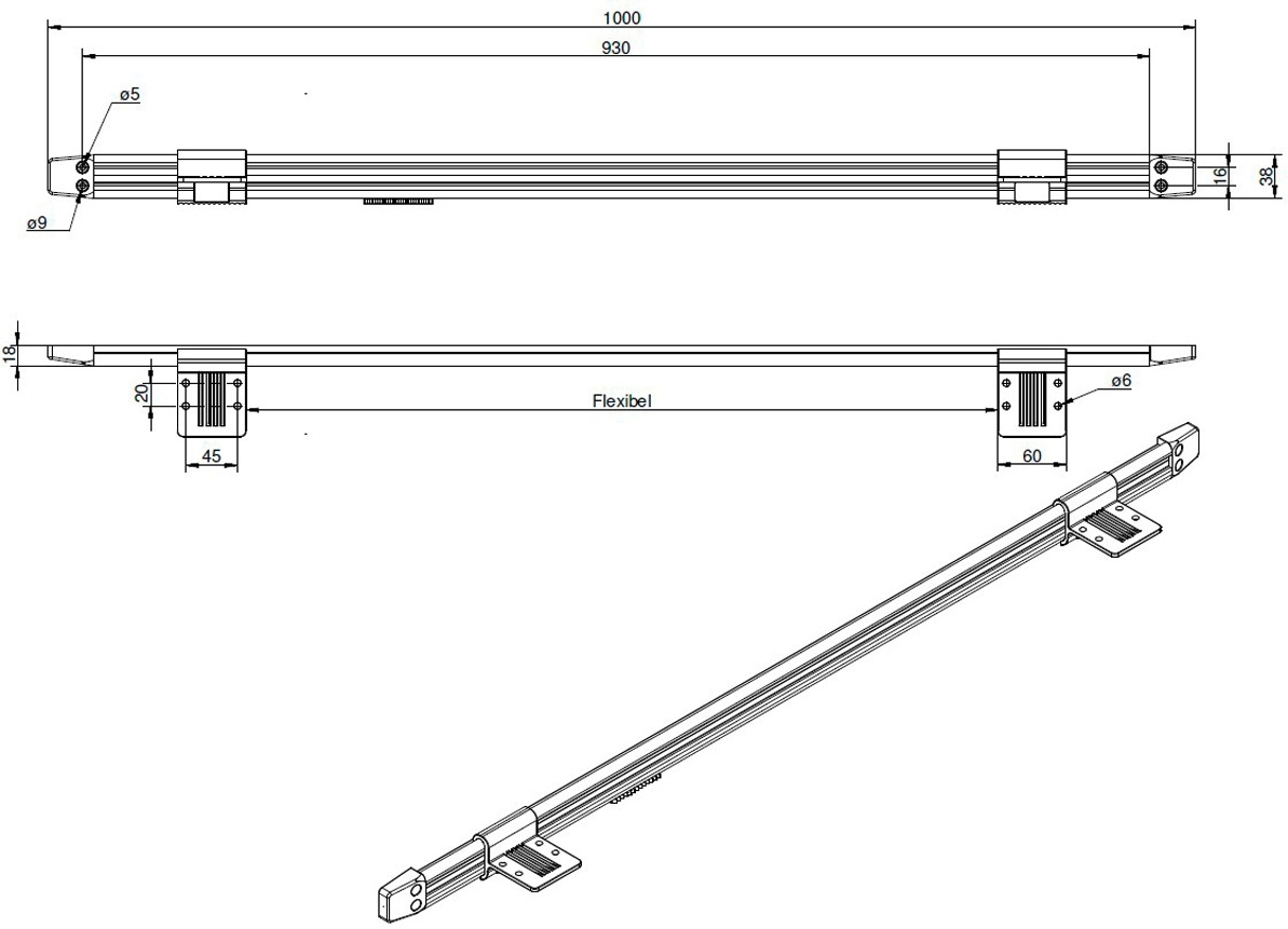 Ilse Wandanschlussschiene für Tischplatten 1000 mm