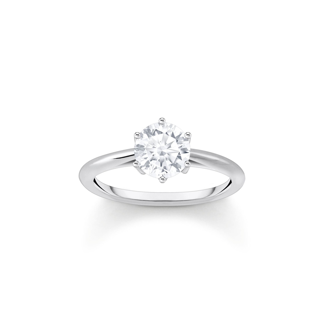 Thomas Sabo Sparkling White Ring mit weissem Stein im Brillantschliff Silber
