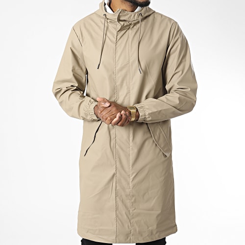 Veste Zippée Capuche Longue Beige
