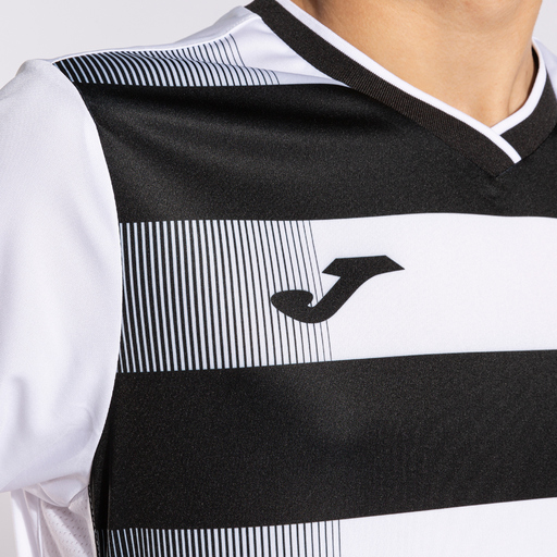 Camiseta Joma Europa V de manga curta branca e preta