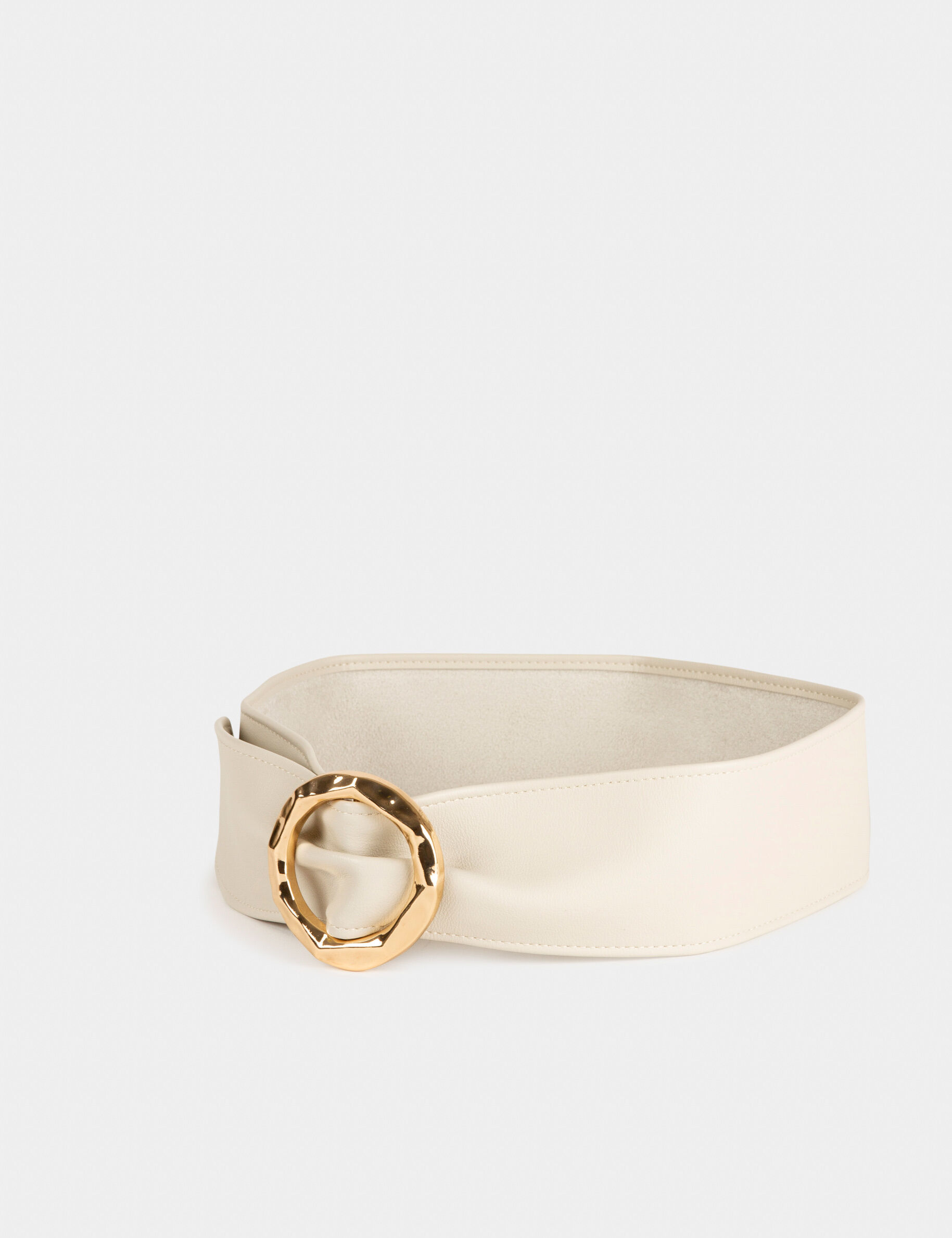 Ceinture avec boucle ronde beige femme - beige