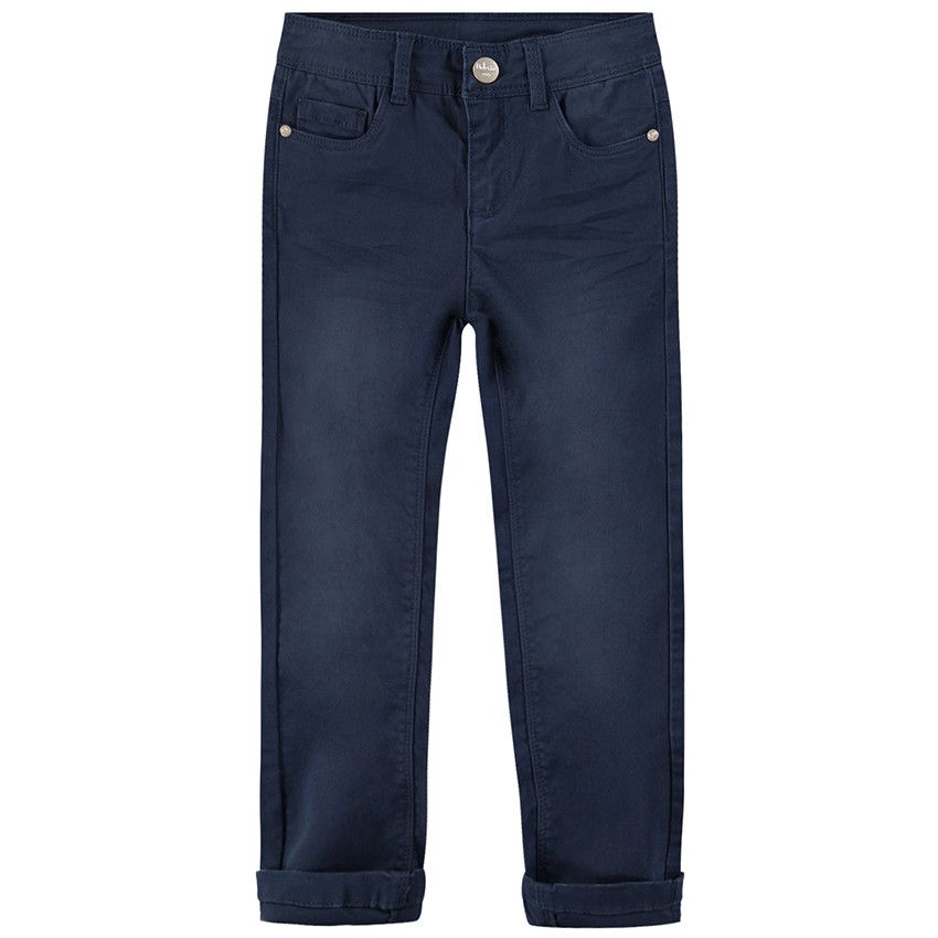 Pantalon en twill surteint effet crinkle - Bleu marine