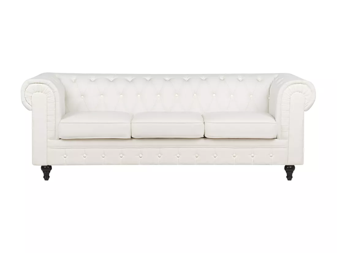 Canapé 3 places en tissu blanc cassé CHESTERFIELD