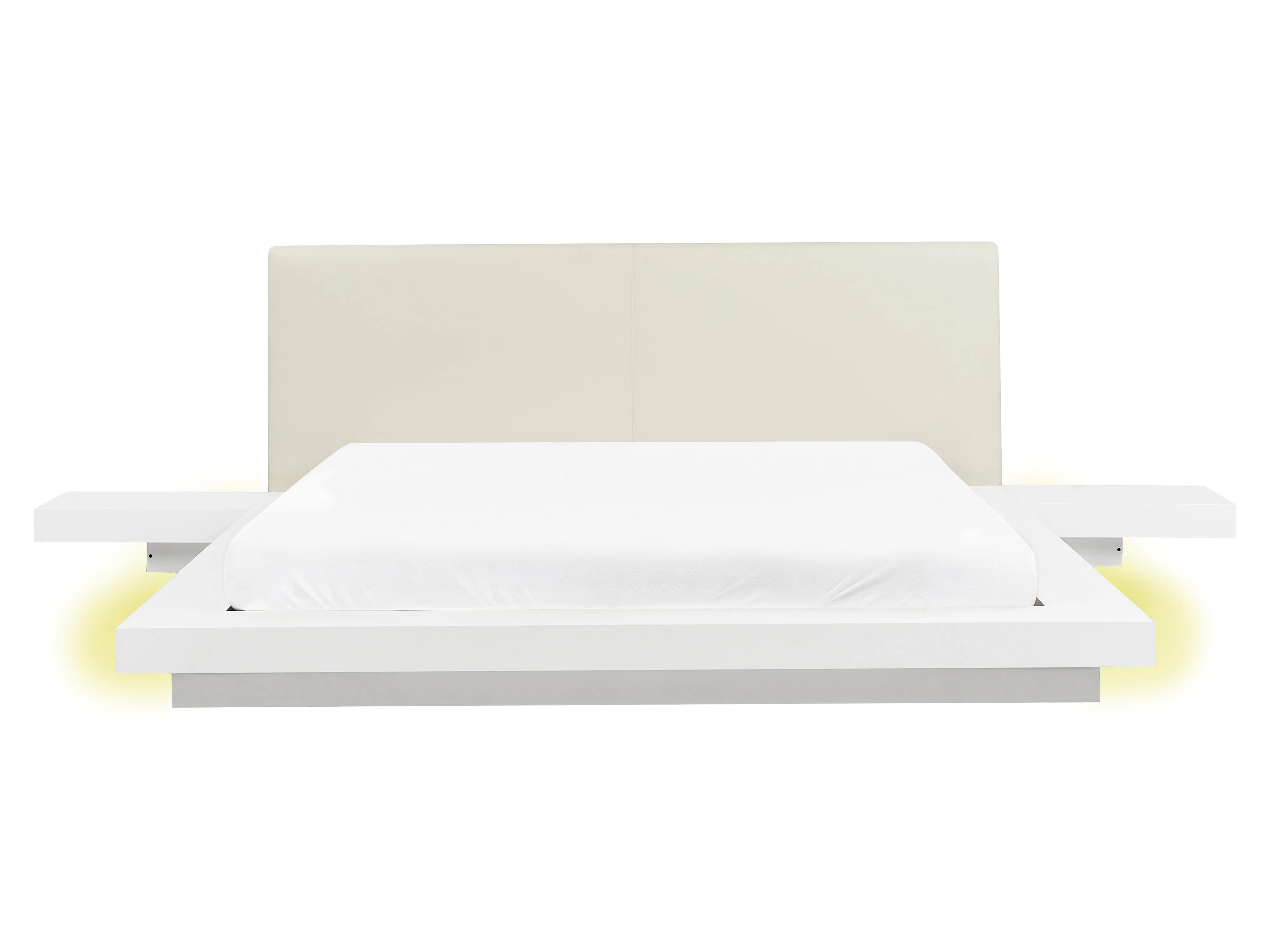Bed met LED-verlichting Kunstleer ZEN 160 x 200 cm Wit