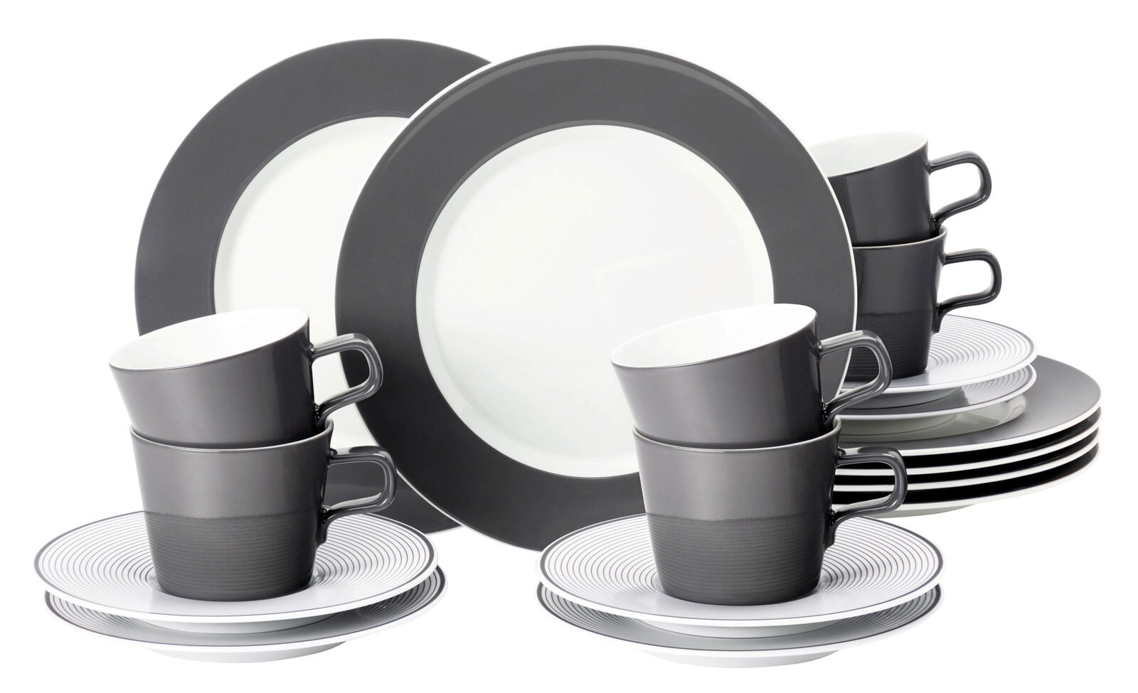 Seltmann Weiden Kaffeeservice NO LIMITS 18-teilig anthrazit/ weiß