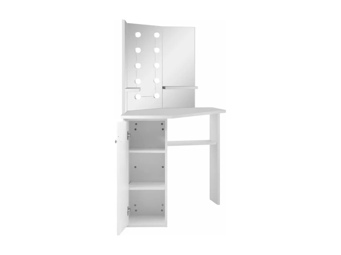 Coiffeuse d'angle table de maquillage lumière LED Blanc clair