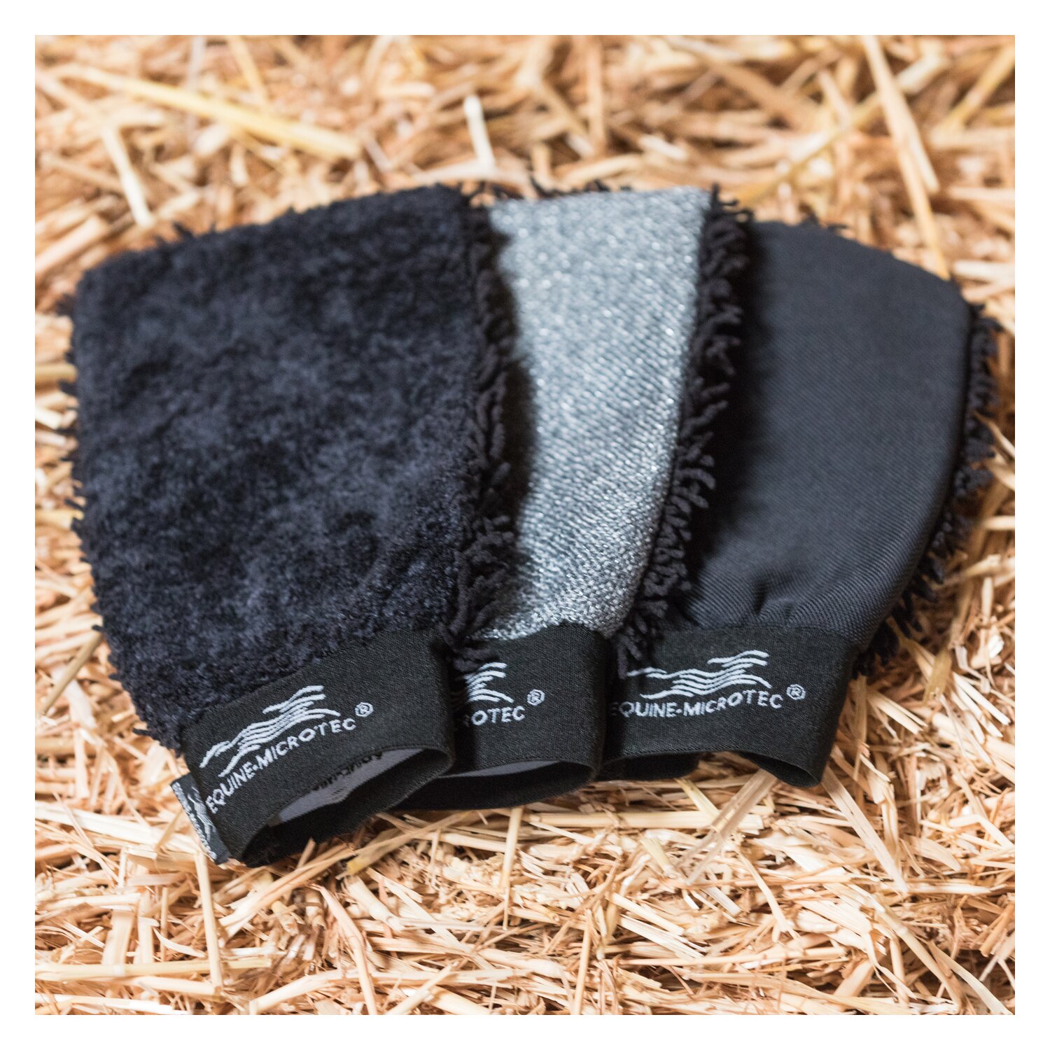 EQUINE-MICROTEC Pflegehandschuh-Set  - anthrazit