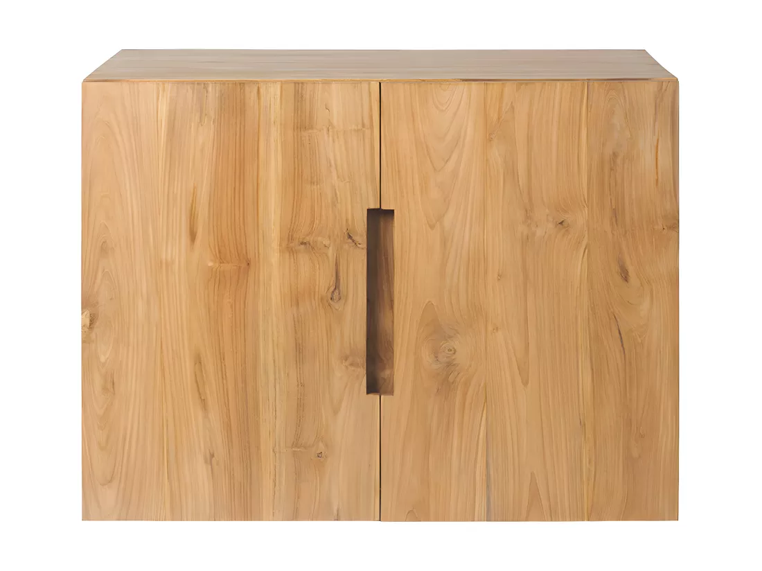 Meuble de salle de bain suspendu en teck avec simple vasque - 80 cm - SAWAN