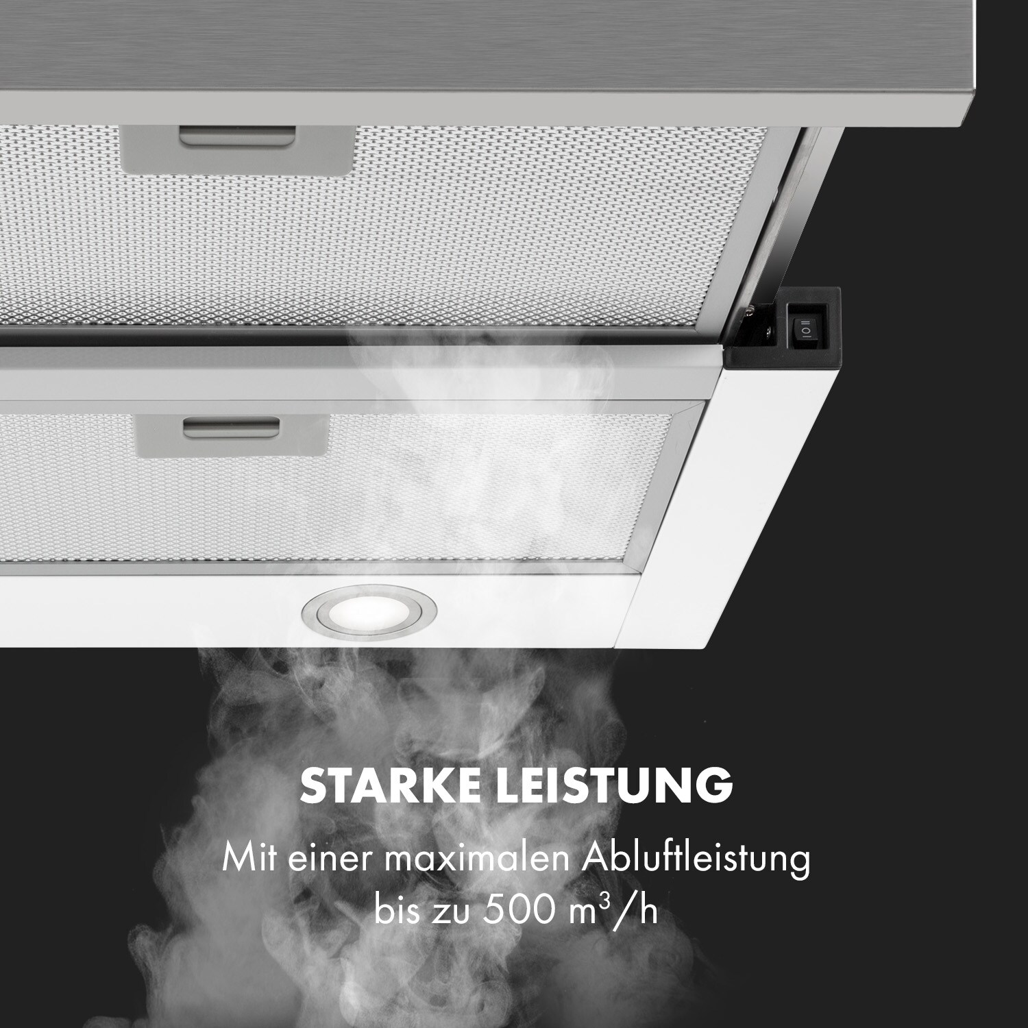 Mariana 90 Flachschirmhaube 500 m³/h Abluft LED weiß
