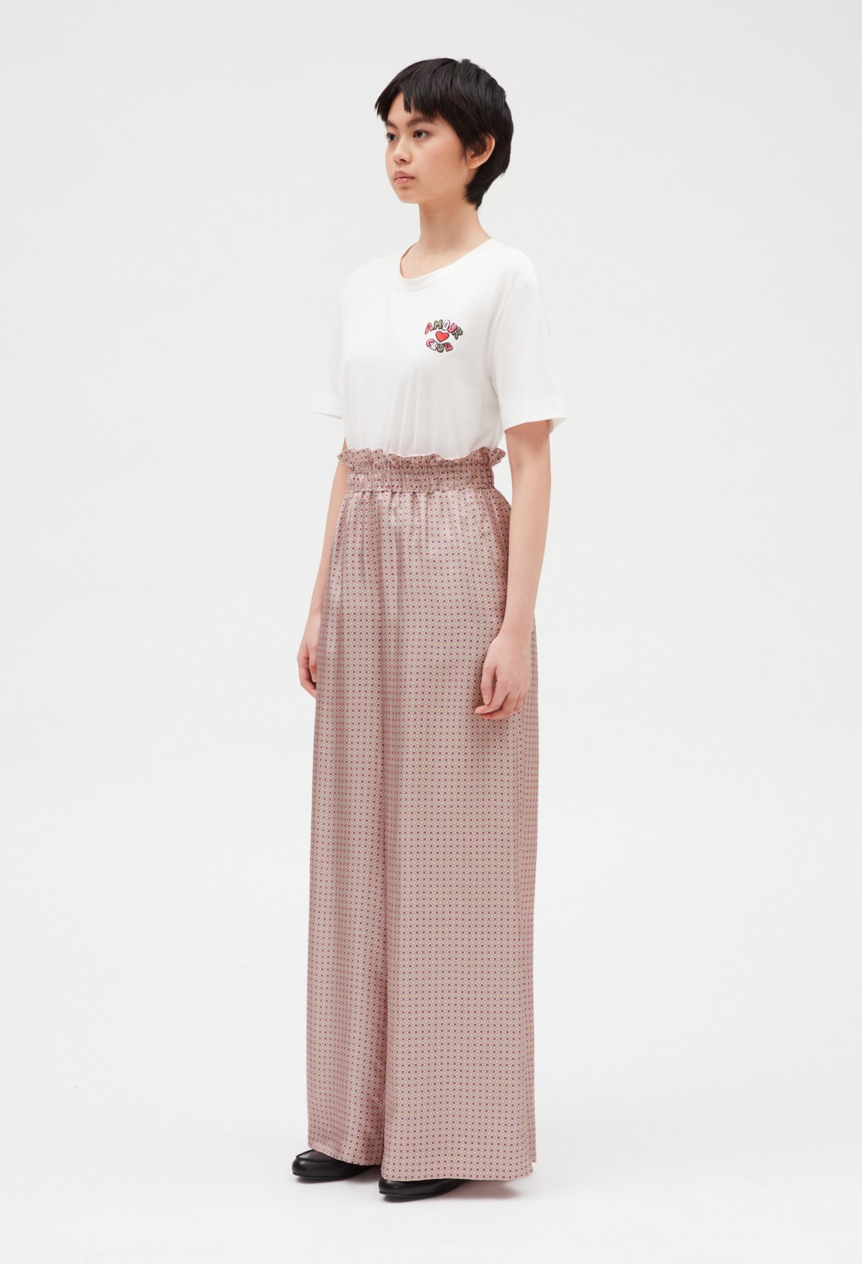 Pantalon large soie rose