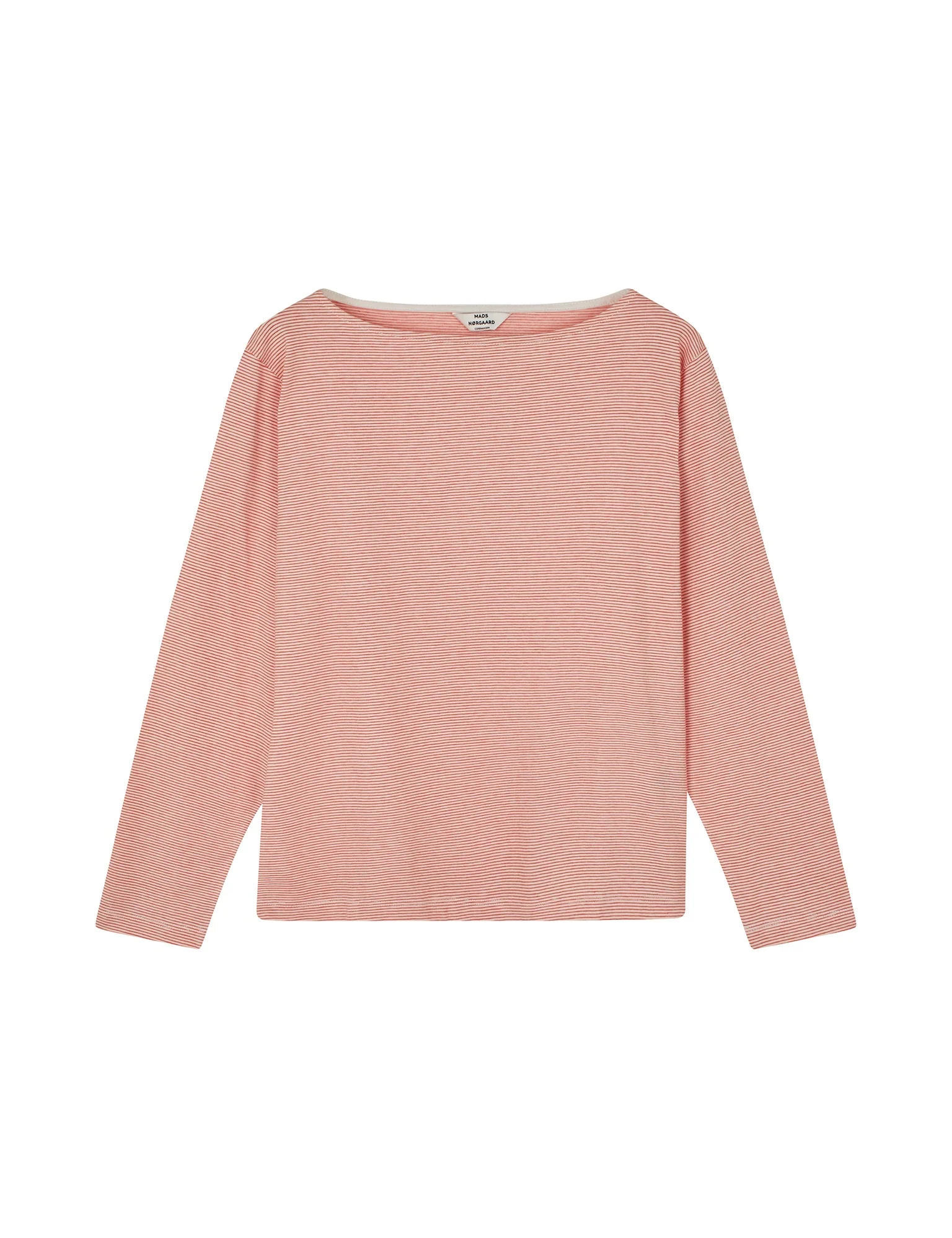 Mads Nørgaard  Crisp Jersey Silke langærmet t-shirt - Cherry Tomato/Snow White