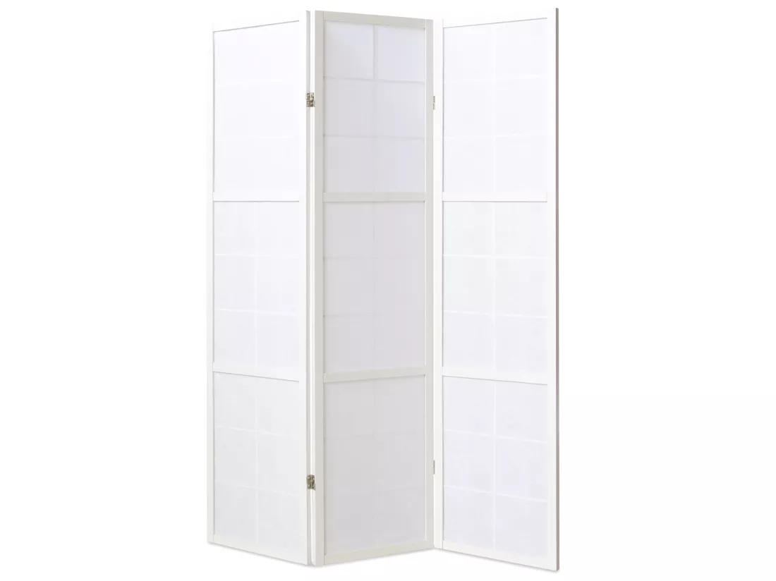 Paravent japonais Shoji en bois blanc de 3 pans