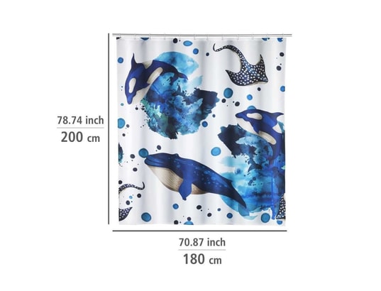 WENKO - Accessoire de douche Rideau de douche animaux marins 180 x 200 cm - bleu et blanc