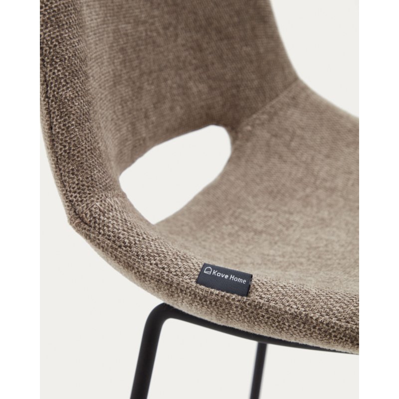 Tabouret Zahara pieds en acier finition noire H 65 cm